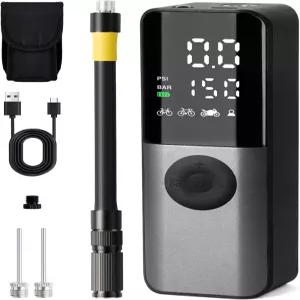 GPUTEK 자전거 전기 에어 펌프 로드 바이크 산악 프레스타 슈레이더 던롭 밸브 액세서리를 위한 디지털