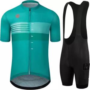 GCRFL 남성 사이클링 저지 로드 바이크 라이딩 셔츠 경량화 포켓 패딩이 있는 빕 반바지 세트