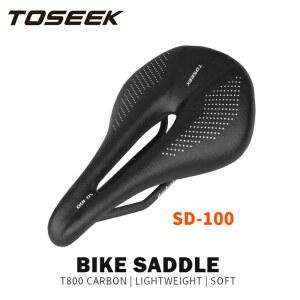 뒷자리 TOSEEK 풀 카본 새들 자전거 시트 초경량 가죽 쿠션 MTB 로드 143 155mm 135g 레일