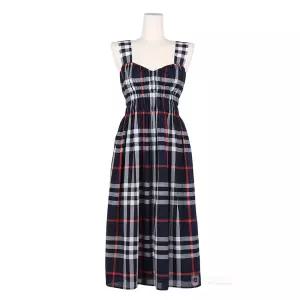 [디펙트_89] 버버리 달리아 하우스체크 셔링 민소매 원피스 네이비 80994101