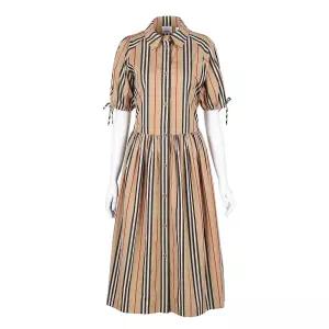 [디펙트_91] 버버리 메딩턴 MADDINGTON 스트라이프 코튼 반팔 원피스 베이지 80843171