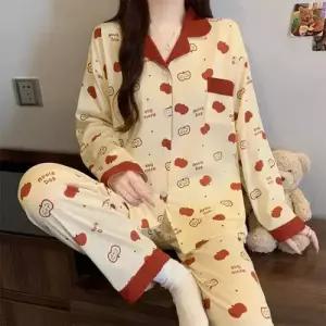 실크 봄 캐주얼 가을 캐릭터 커플 잠옷 긴팔 세트 복성 잠옷세트 카디건 양 원픽3