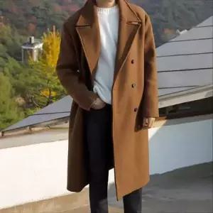 하프 모직 도톰한 남자하프코트 코트 솔리드 오버핏 ible1
