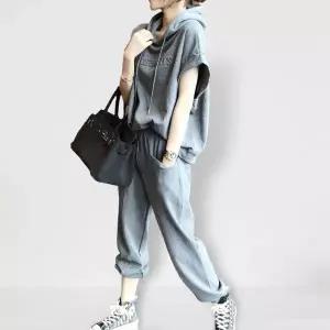 TBZ 반팔 후드 아노락 트레이닝세트 여성 숏슬리브 헬스복