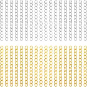 장신구 제작용 200Pc 체인 익스텐더 목걸이 팔찌 발찌 열쇠고리용 실버 및 골드 익스텐션 테일 - 탈착식