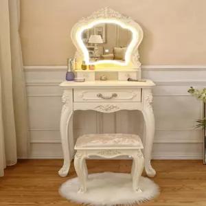 공주 화장대세트 조명 고급 화이트 빈티지 세트 테이블 수납 의자 서랍 엔틱화장대 원룸