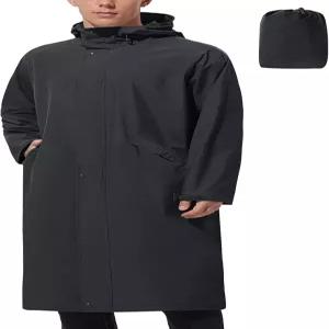 UIQUR 남성용 롱 레인 재킷 윈드브레이커 방수 경량 패커블 러닝 하이킹 사이클링 골프 코트 후드 포함