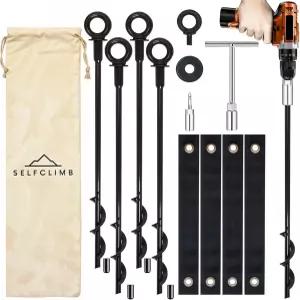 셀프클림프 18인치 지상 앵커 나사 헤비 듀티 4팩 스윙 세트용 접지 키트 캐노피 헛간 이동식 주택 텐트