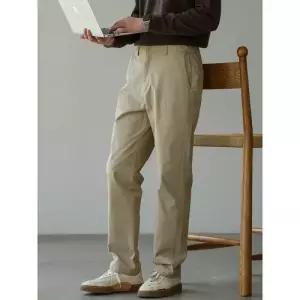 팬츠 면 캐주얼 남자바지 면린넨 혼방 반밴딩 배기팬츠 루프일자 와이드 영속감 배기 원템1