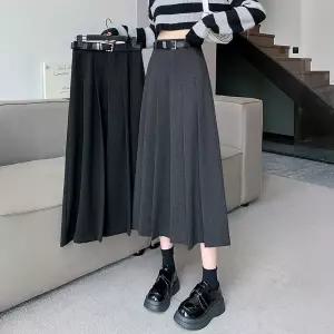 [기타브랜드]웬더스 모직 플리츠 롱스커트 주름치마
