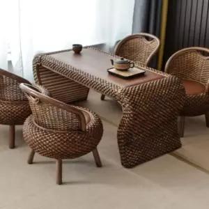 라탄테이블 세트 4인 베란다 카페 옥상 야외테이블 테이블