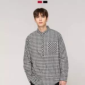 TBZ 기모체크 헨리넥셔츠