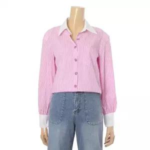 [롯데백화점]페이지플린 카라 배색 퍼프 스트라이프 셔츠 (F4ABL012)