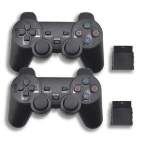 PS2/PSONE/PSX 용 호환 1/2Pack 무선 컨트롤러 2.4G 이중 진동 PlayStation 2 콘솔 검정색 리모컨 게임 패
