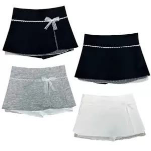 레이시랩스커트팬츠 치마바지 레이스 하객 데이트 리본 숏하의