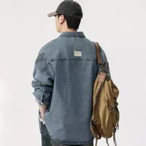 데님자켓 남성 오버핏 탄탄한 데님 셔츠 빅사이즈 남자 청자켓