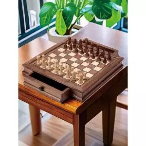 원목 체스판 고급 게임 클래식 보드게임 선물용 휴대용 호두나무 더블 퀸 32x32
