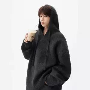 니트 회색 남성용 가을 후드집업 상의 카디건 꽃 점퍼 커플 후드 원픽3