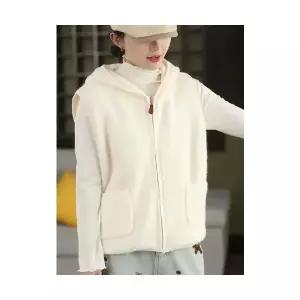 패딩조끼 여성 조끼 후드 니트 빈티지 솔리드 도톰 기모 민소매 나시 admr1