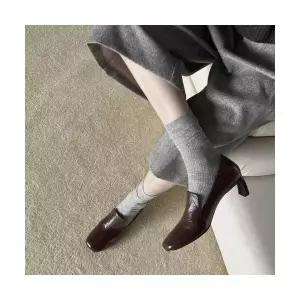 여성용 하이힐 소가죽 올드미디엄 스틸레토 통굽 펌프스 힐 CH5