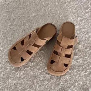 여성용 스트랩 샌들 신발 보켄 백 슬리퍼 봄 겉에 펀칭 로마 여름 플랫 KS1