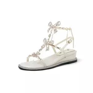 여성용 스트랩 샌들 신발 선녀 스타일 스윗 라운드 큐빅 마리 나비 발가락 가을 일자 힐 KS3