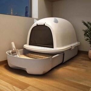 고양이 화장실 특대형 사막화 배변통 모래매트 밀폐형 후드형 모래통 BTR 하우스 탈취제