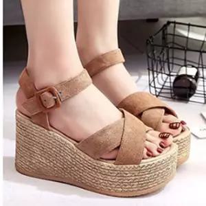 여자 통굽 신발 여름 웨지힐 조리 캐주얼 슈즈 DJL6+9Blh