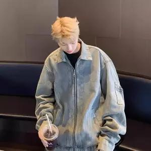 데님 남성 춘추 빈티지 청자켓 코트 하이웨스트 룩 루즈핏 워싱 자켓 CH3