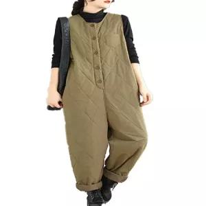 퀼팅 패딩 멜빵바지 점프슈트 루즈핏 경량 편안한 팬츠