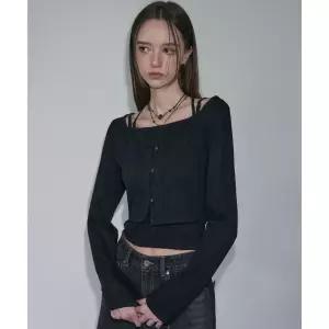 레더리 홀터넥 슬리브리스 가디건 세트 [2COLOR]