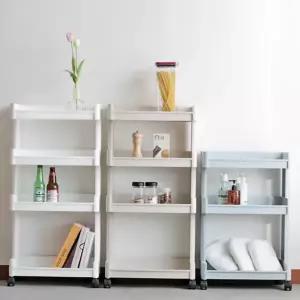 이동식 트롤리 다용도 바퀴형 4단 이동식 선반 3단 플라스틱 모던한 조립형 집들이 수납장 자취방 이동형