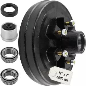 5.5인치 트레일러 브레이크 드럼 키트 6개 5200-6000파운드 액슬 허브 헤비 듀티용 볼트 12인치 X 2인치