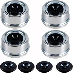 KPALAG 4개 2.44인치 트레일러 휠 허브 컵 액슬 그리스 커버 베어링 먼지 캡(추가 고무 플러그 4개) 덱스터