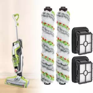 2PC 진공 브러시 롤 1868 다중 표면 및 1866 교체 필터 Bissell CrossWave 2306A 1785A 3888A 청소기와
