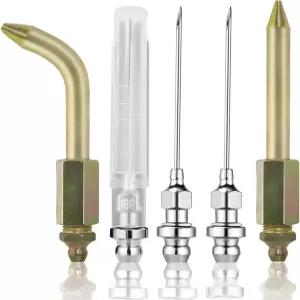 LEFFIS 그리스 건 니들 팁 키트 - 구부러지고 곧게 뻗은 노즐 고무 부츠 볼 조인트 및 부싱에 적합 좁고