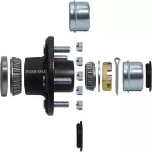 iBroPrat 1 세트 트레일러 허브 키트 5 볼트 4.5 추가 먼지 캡과 고무 플러그가 장착된 3500파운드 러그