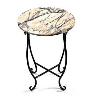 아오나기 파티오 사이드 테이블, 발코니 야드 현관 침대 옆 흔들의자 및 수영장 의자를 위한 다용도 14인치 원형 실내 실외용 내후성 금속 액센트 간편한 조립