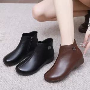 엘럽 여성 빈티지 가을 앵클부츠 플랫워커 엄마룩 키높이 굽높이 단화 미들부츠 라운드 진피 박템3