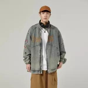 남성 깔끔한 청자켓 봄가을 빈티지 자수 데님 코트 루즈핏 스트리트 라이더 스타일 카고 재킷 인기3