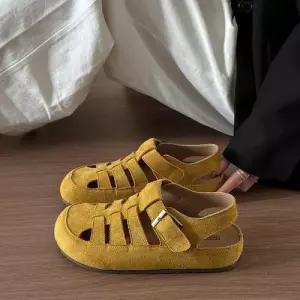 빈티지 앤티크 샌들 스트랩 한 발에 플랫 슬리퍼 로마 케이프 백 여자신발 보켄 펀칭 원템5