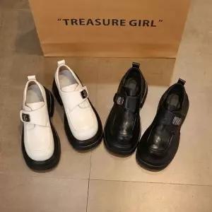 진피 소가죽 학생 통굽 메탈릭 로퍼 플랫워커 여자신발 원템5