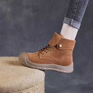 가을 캐주얼 아웃사이즈어 키높이 앵클부츠녀 여자신발 워커힐 리얼 소가죽 워커부츠 원템3