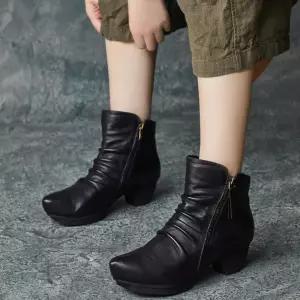 빈티지 가을 워커힐 셔링 앵클부츠 가보시 핸드메이드 패션 워커 여자신발 스틸레토 에스닉 원템3