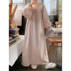 롱 면 가을 슬립 잠옷세트 라운드 잠옷 긴팔 커플 원픽3