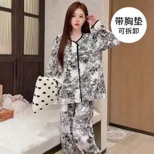 춘추 실내복 파자마 빅사이즈 잠옷세트 긴팔 패드 커플 세트 원픽3