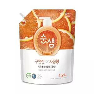 [애경] 순샘 주방세제 1.2L캡형 리필 3개 (베이킹소다 피톤치드, 구연산 자몽 택1)