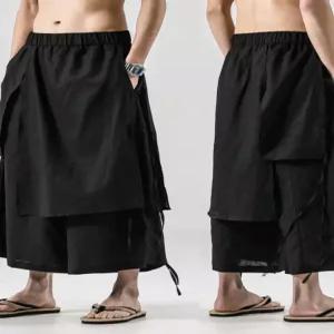 하카마 유카타 팬츠 일본 검도 바지 의상 하오리 통바지