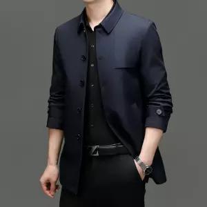 엘럽 남성 하프 캐주얼 칼라 산실크 코트 봄가을 트렌치 상의 박템3