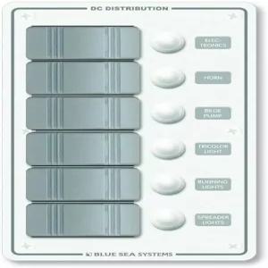 블루 씨 시스템 8273 콘투라 방수 12V DC 차단기 패널 흰색 6포지션